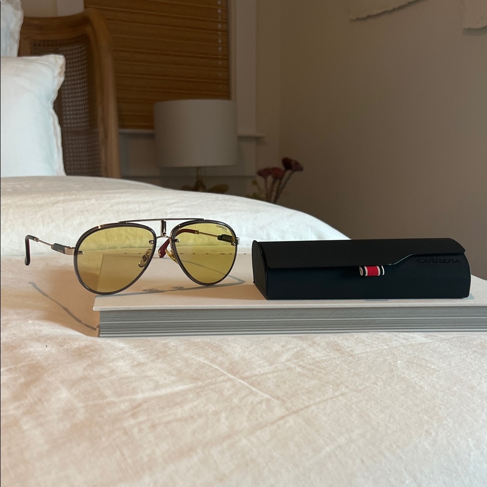 Carrera: Glory Aviator Sunglasses with Yellow Lenses